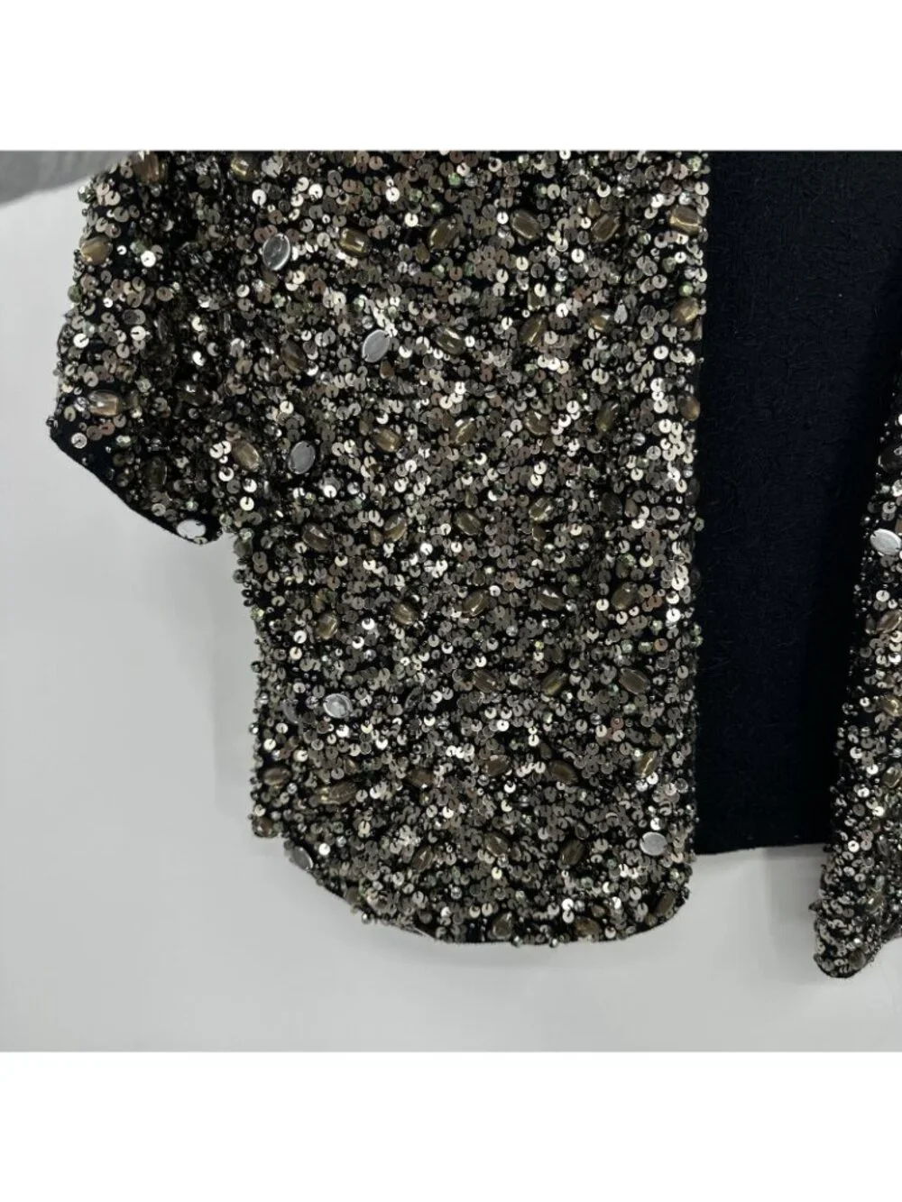 vintage 90s Y2K MICHAEL SIMON jacket bolero cropped evening cocktail glam silver